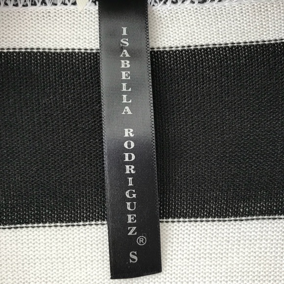 Black white striped check printed cardigan shawl collar waterfall Sz S - Picture 4 of 6